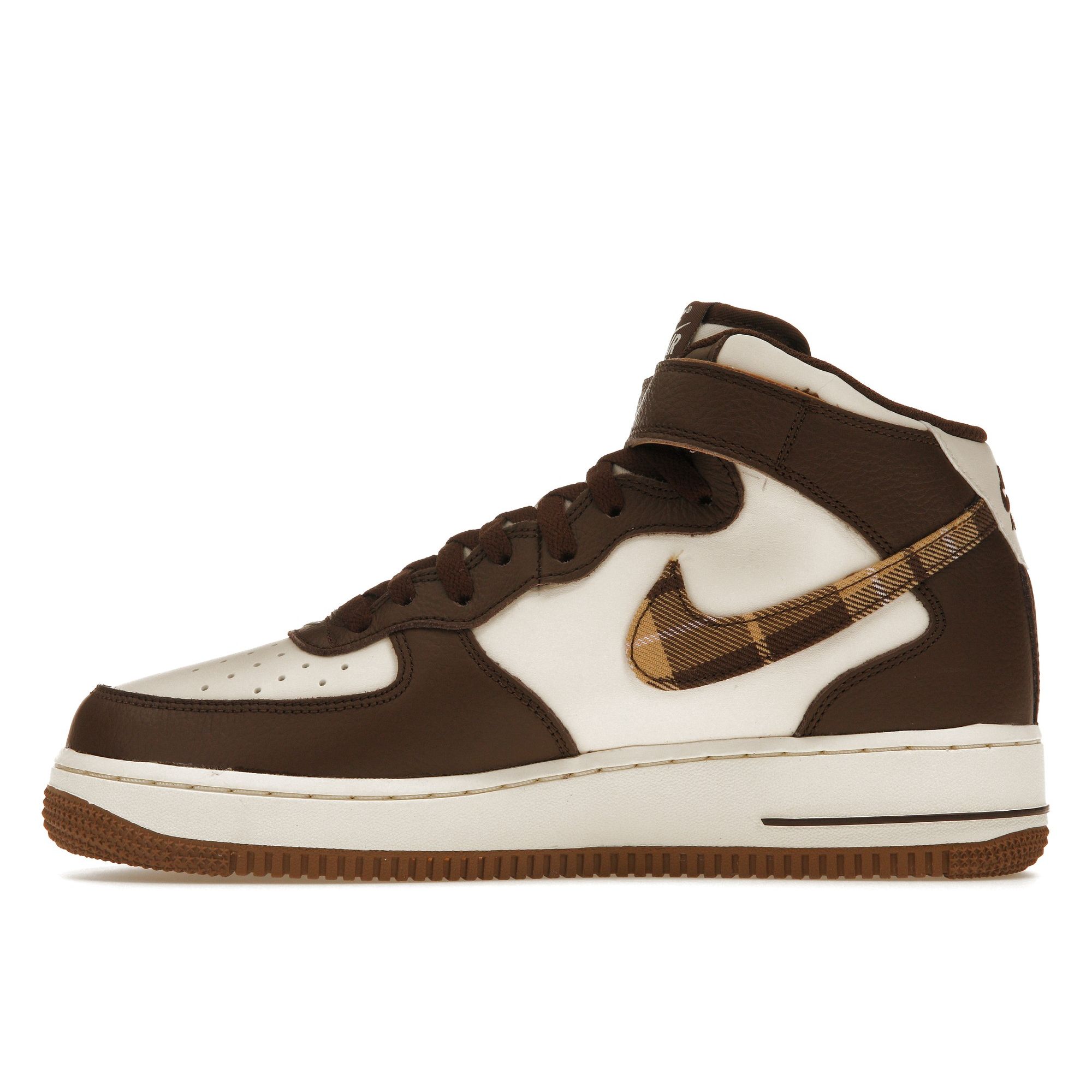 Мужские кроссовки Nike Air Force 1 Mid Brown Plaid Pale-Ivory Cacao-Wow Pink-Bloom — фото 5