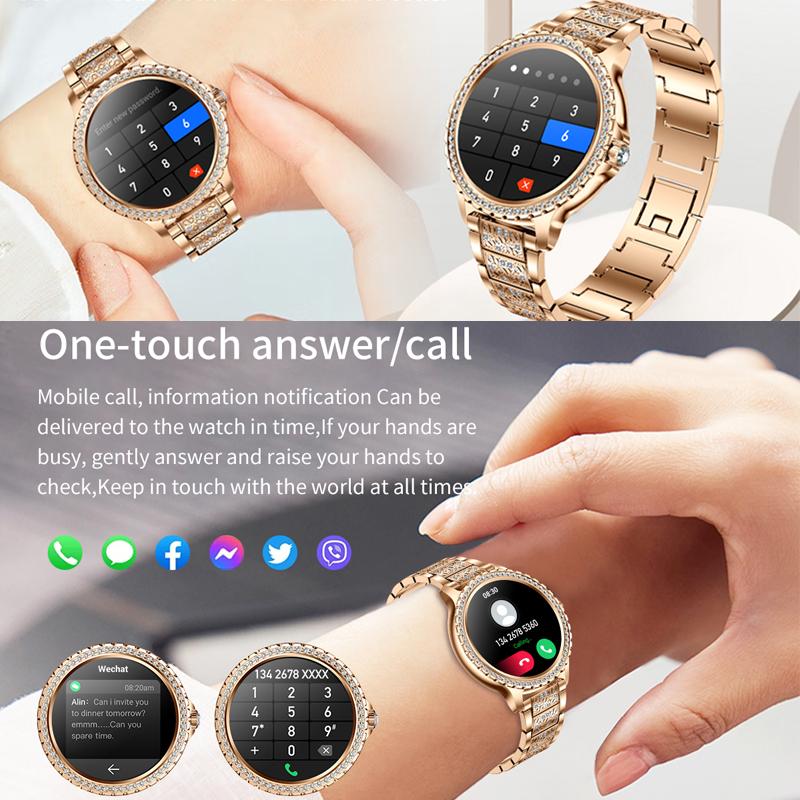 SACOSDING New Fashion Women Smart Watch AMOLED HD Screen 1.32 inch Sports Fitness Tracker Ladies Bluetooth Call SmartWatch For Xiaomi