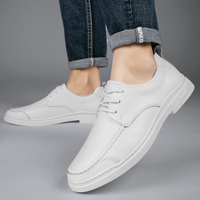 Fashion Quality Men Classic Leather Oxford Shoes Dress Shoes Summer Lace-Up Punching Leather Breathable Driving Wedding Men Casual Shoes