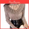 Womens Lacetrim Mock Neck Top With Embellishments For Office Wear