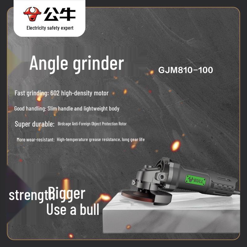 BULL 810W 100mm Angle Grinder (Rear Switch)