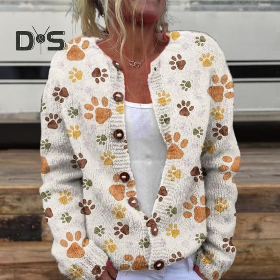 Damen Pullover Strickjacke Rundhals Langarm 3D Blumenmuster Button Up Strickjacke Verdickte warme Herbst Winter Tops