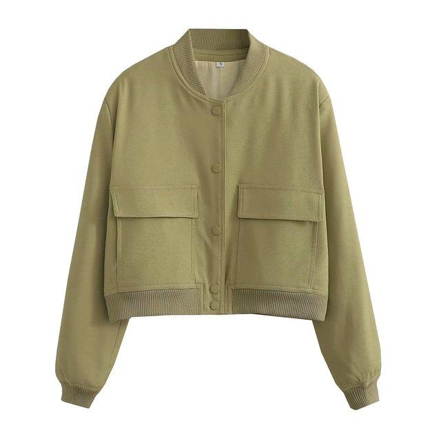 Fashion Women Bomber Jackets for 2026 Spring Antumn Female Long Sleeve Coats Ladies Big Pockets Jackets New Outerwear