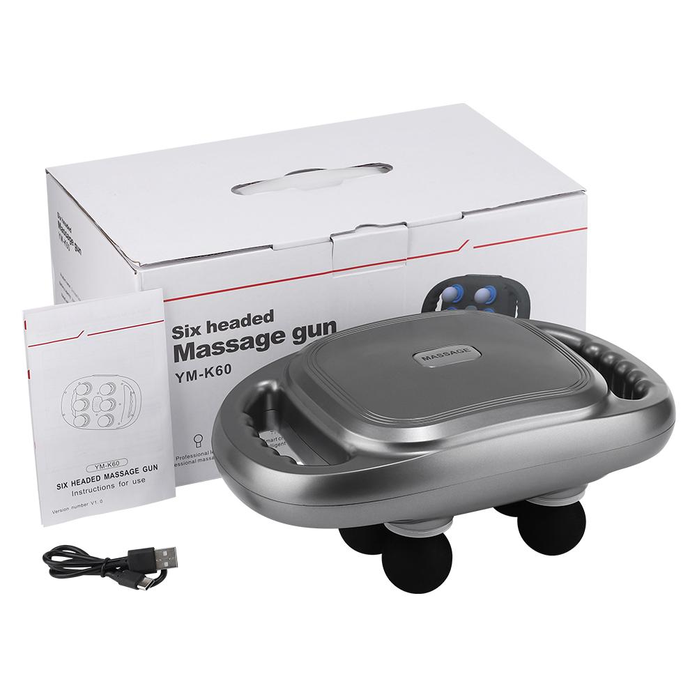 Electric Fascia Gun 6 Heads Massage Gun Muscle Relaxation Body Massager Deep Tissue Muscle Relief Back Leg Neck Massage Machine