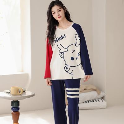 Cartoon Women Pajamas Set Cute Kawaii Sleepwear Casual Long Sleeves Long Pants Autumn Winter Soft Pyjamas Cozy Pijamas Girls