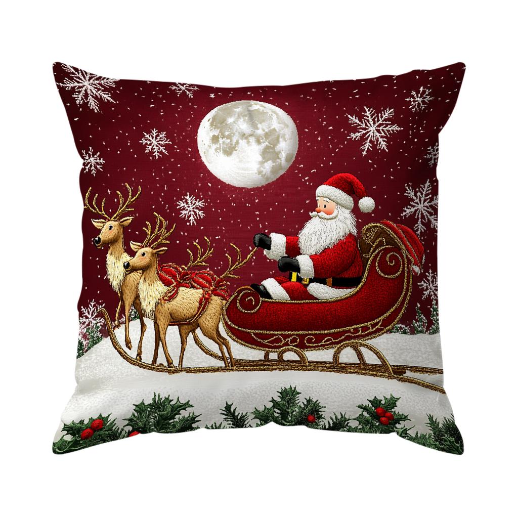 Santa Claus Cushions Pillowcase Polyester Cushion Cover Throw Pillow Sofa Decoration Pillowcover Home Car Sofa Decor