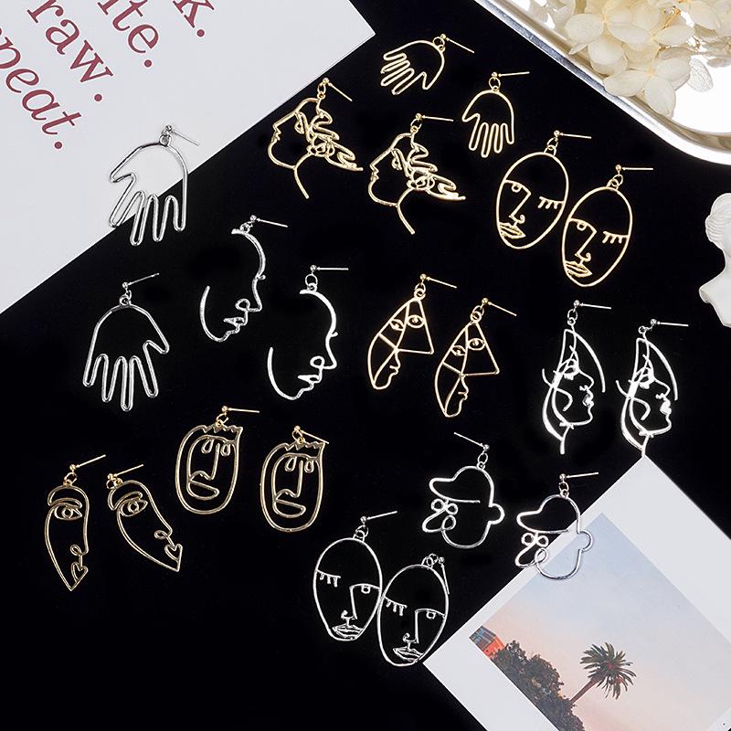 Exaggerated European & American Face Stud Earrings: Fashionable, Versatile, Cold Style Design