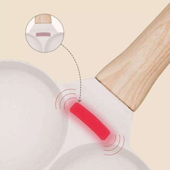 Pánev na smažení vajec s olejovým štětcem stěrkou Léčivý kámen Nepřilnavá pánev Design se 4 otvory Pánev na smažení vajec palačinek Rychlé zahřívání