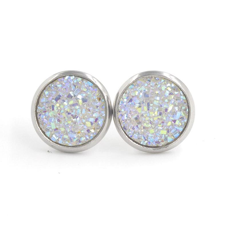 6 Pairs Stainless Steel Shiny Austrian Crystal Round Stud Earrings Set