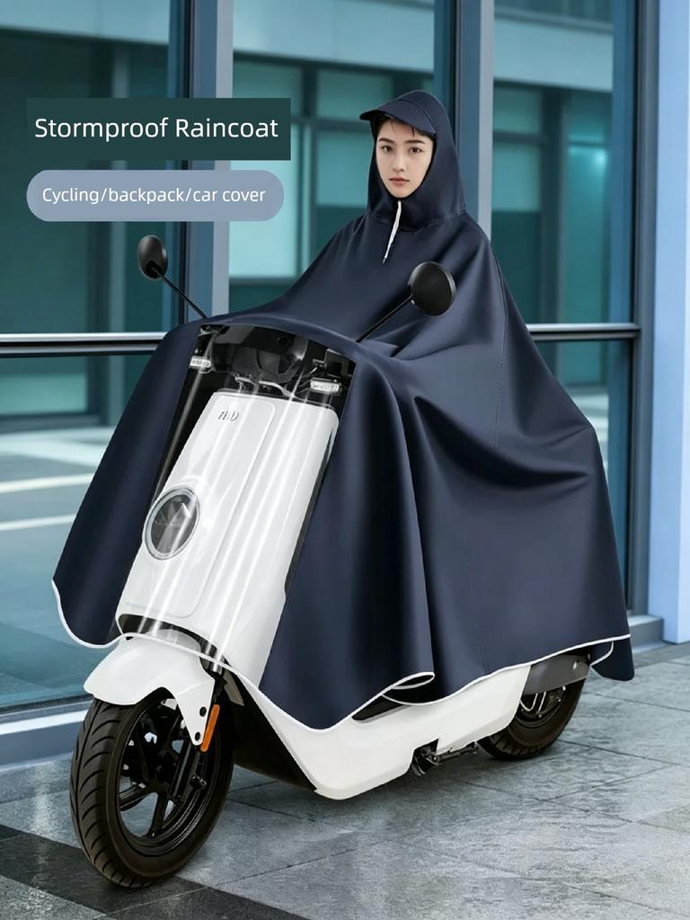 Electric Vehicle Raincoat, Enlarged and Thickened, Oxford Cloth Rainproof Double-Person Poncho, Long Raincoat Specifically for Motorcycles