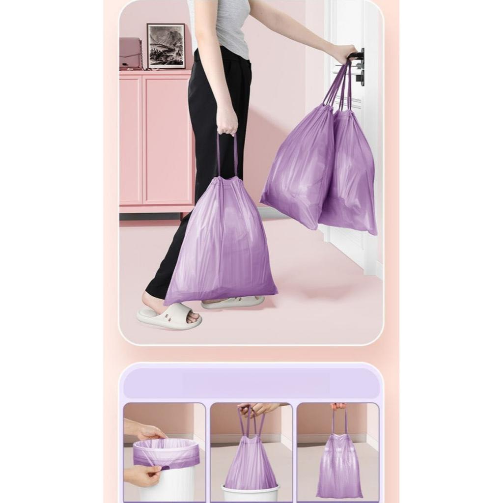 100 Purple Drawstring Garbage Bags, Plastic Garbage Bags, Suitable for Kitchen, Bathroom, Bedroom and Household - Portable Disposal