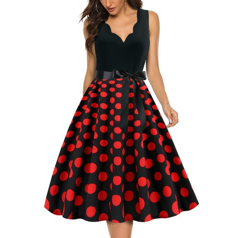 JPNTKY Moda Estiva Primaverile Senza Maniche Scollo a V Abiti Casual