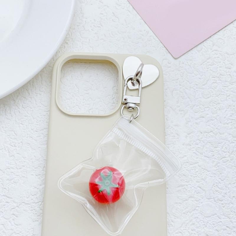 Chic Fruit Themed Clear Keychain Lovely Clear Fruit Bag Key Rings Unique Keychain Accessory Gift for Collectors