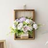 Artificial Hydrangea Wall Hanging Decoration Fake Silk Flower Plants Wooden Fame Decor Home Bedroom Wall Art Ornament