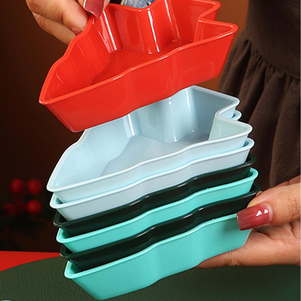 Kreatives Weihnachtsbaum Serviertablett 8 Fächer Süßigkeitenteller Weihnachts-Snack-Serviertablett Unterteiltes Vorspeisentablett Lebensmitteltablett
