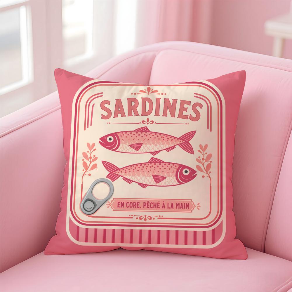 Kissenhülle Bunt Trendig Sardinen Kurzer Plüsch Weich Beidseitiger Druck Kissenbezug Gemütlich Sofa Schlafzimmer Heimdekoration Geschenk