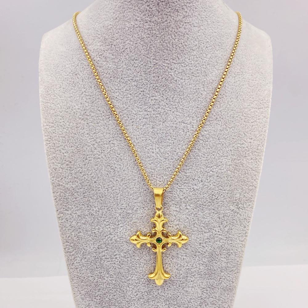 Men's Cross Pendant Necklace Titanium Steel Women's Necklace Cross Hip Hop Titanium Jewelry