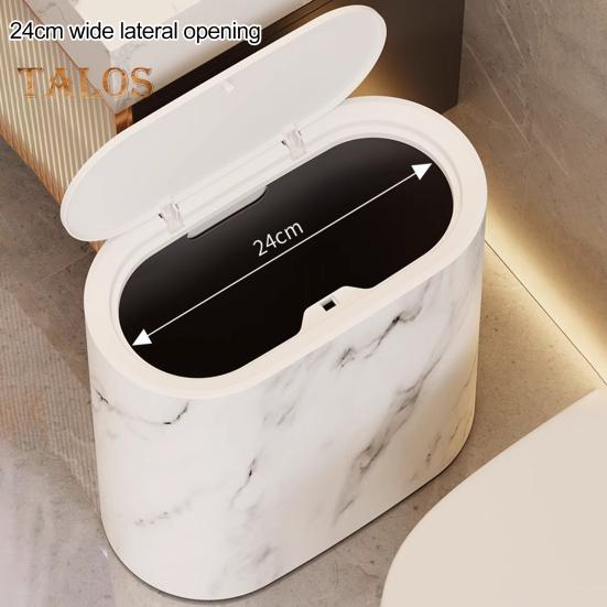 Modern Waste Basket Large Capacity Marble Pattern Trash Can Multi-Purpose Use Bathroom Narrow Small Garbage Bin with Lid
