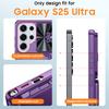 RFID Blocking Phone Case with Wallet Card Holder Raised Bezel and Sliding Lens Cover for Samsung Galaxy S25 Ultra-Purple