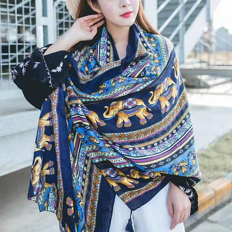 Women's Ethnic Silk Scarf: Sunscreen Shawl for Prairie Travel