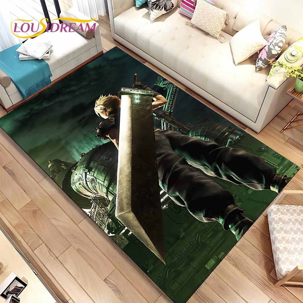 Final Fantasy Series Games Area Rug,Carpet Rug for Home Living Room Children's Bedroom Sofa Doormat Decor,Non-slip Floor Mat 3D