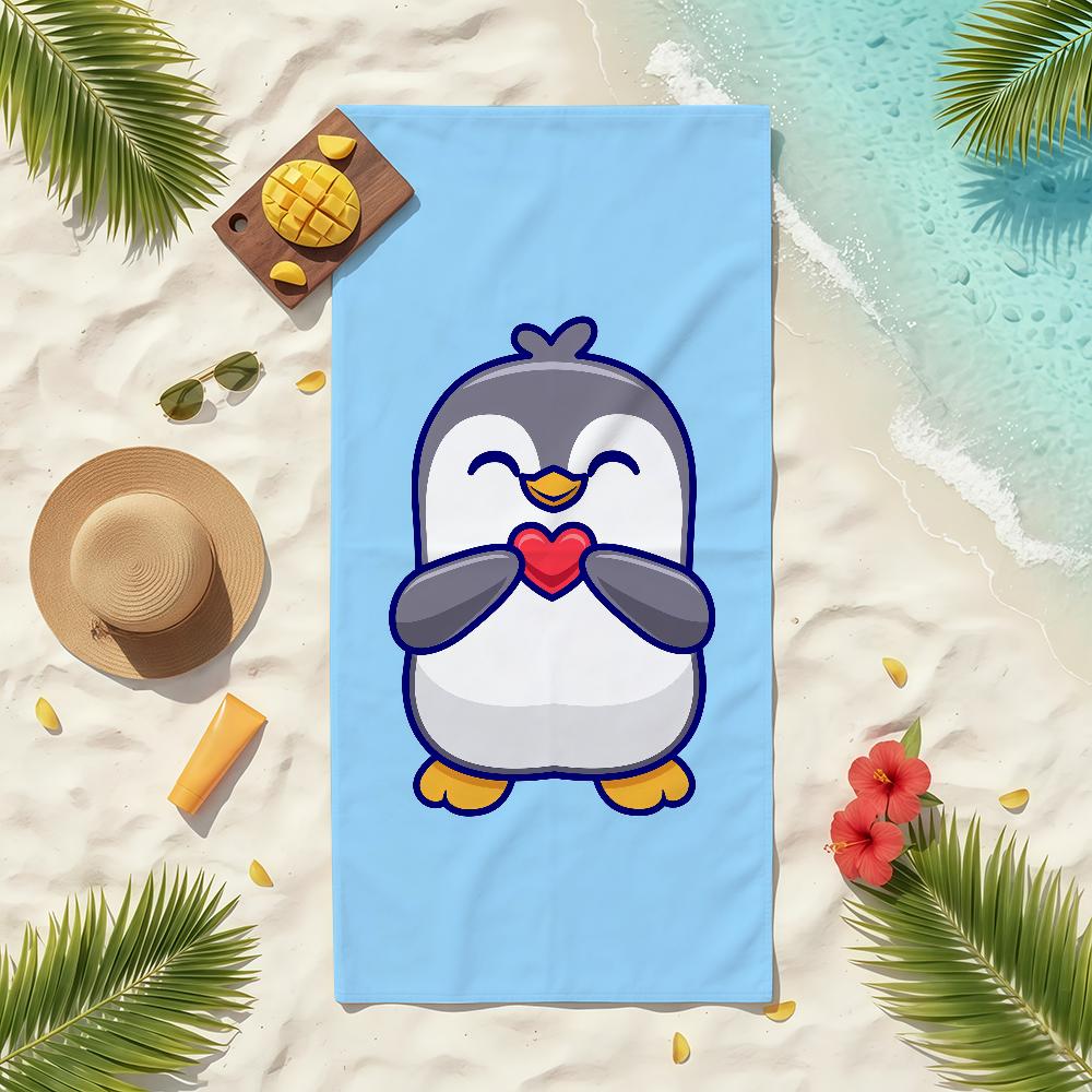 Cute Penguin Cartoon Towel Soft Pool Gift For Travel Gym Shower Camping Quick Dry Sports Beach Towels