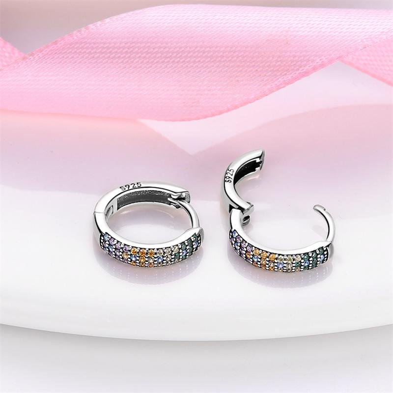 Original 925 Sterling Silver Inlaid Sparkling Zircon Rainbow Earrings For Women Fashion Birthday Party Jewelry Gifts