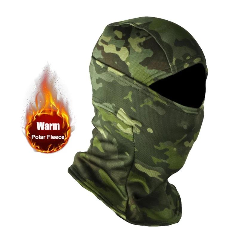 Winter Fleece Warm Camouflage Balaclava Outdoor Cold-proof Ski Cycling Full Face Mask Motorcycle Mask Helmet Lining