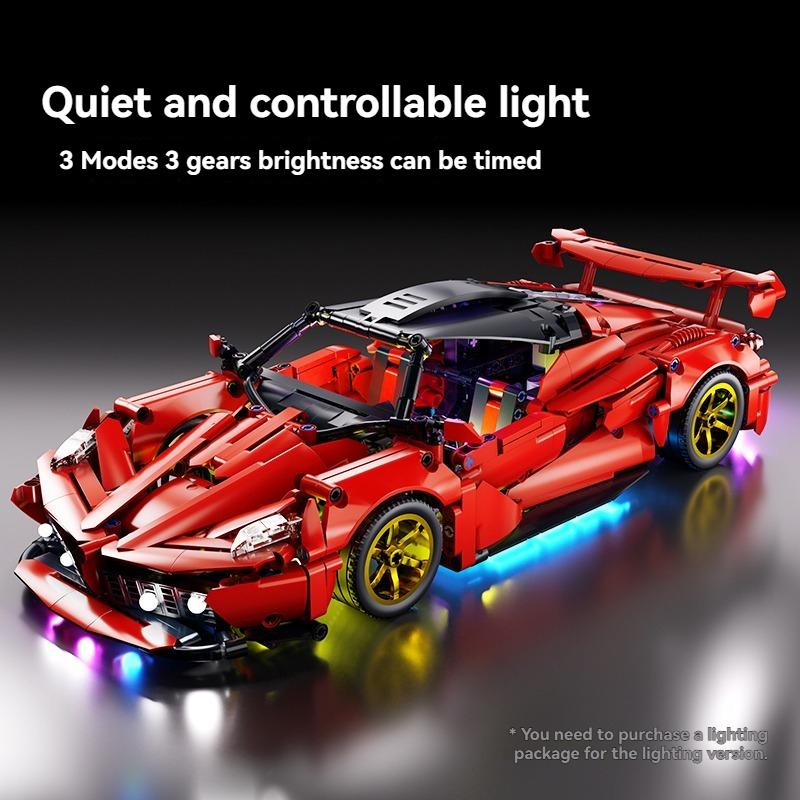 Non-Toxic New Red Racing Car Building Blocks Model Creative Technical Moc Assembly Desktop Collectible Birthday Halloween Christmas Gifts