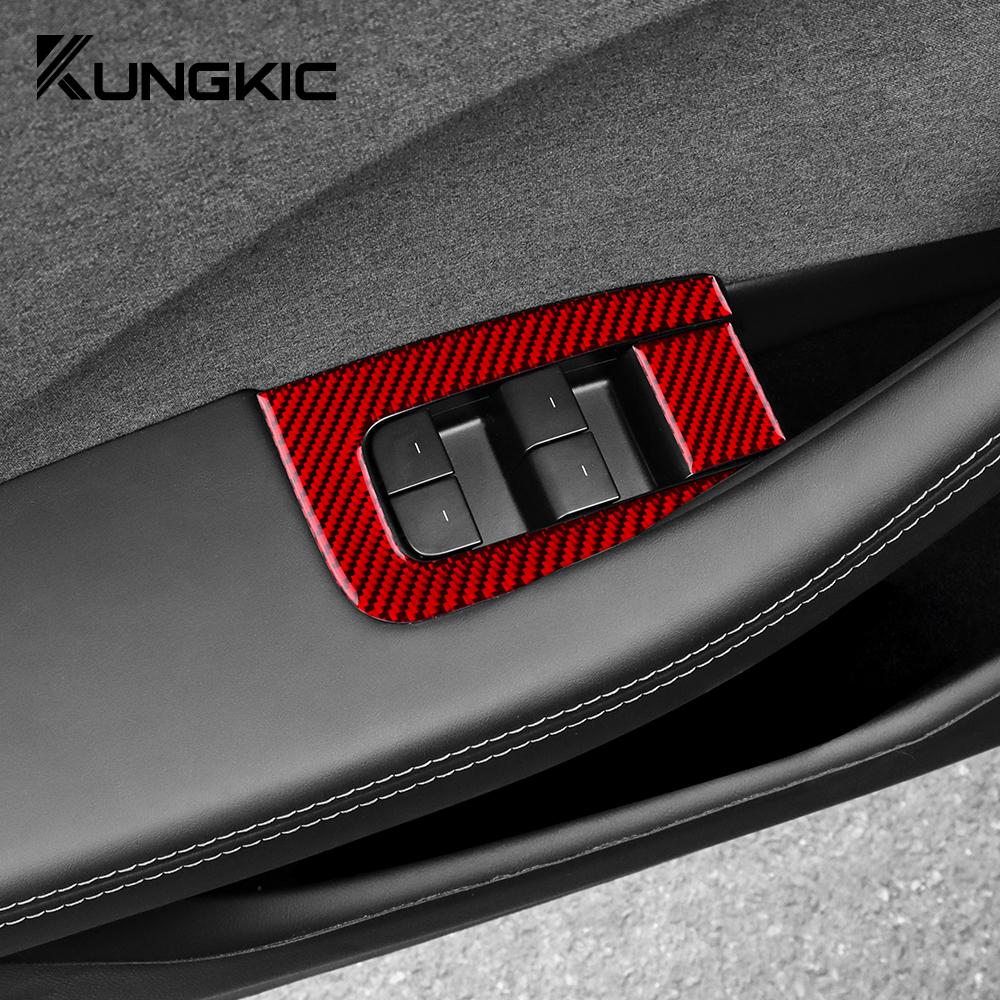 Carbon Fiber Window Switch Panel Trim for Tesla Model 3 Highland 2024-2025 Interior Accessories