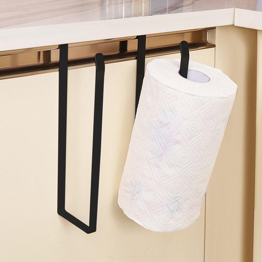 2PCS Black Paper Towel Rack Steel Kitchen Storage Organizer Portable Paper Towel Holder  Kitchen