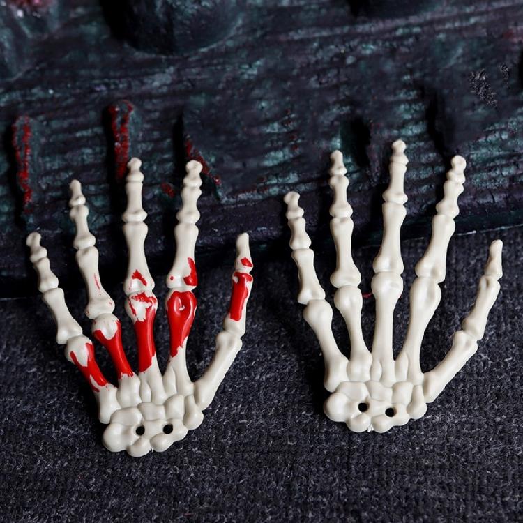 1Pair Halloween Skeleton Hands Plastic Skeleton Human Hand Bone Decoration for Halloween Themed Party Zombied Party