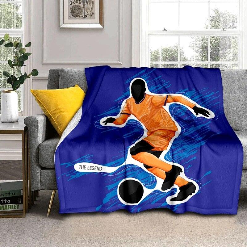 3d fotbal fotbal sportovní silueta vzor manta potah na rozkládací pohovku měkká deka kostkovaná měkká teplá flanel přehazovací deky ventilátory dárek