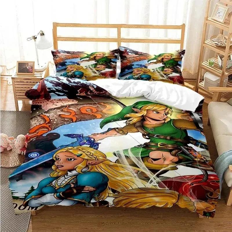 Cartoon Zeldas Series Bedding Set Duvet Cover Bed Set Quilt Cover Pillowcase Comforter King Queen Boys Adult Bedding Set