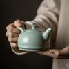 130ml Boutique Ru Kiln Ceramic Teapot Azure Porcelain Open Piece Can Raise Single Pot Retro Kung Fu Tea Hand-held Pot Gift Box