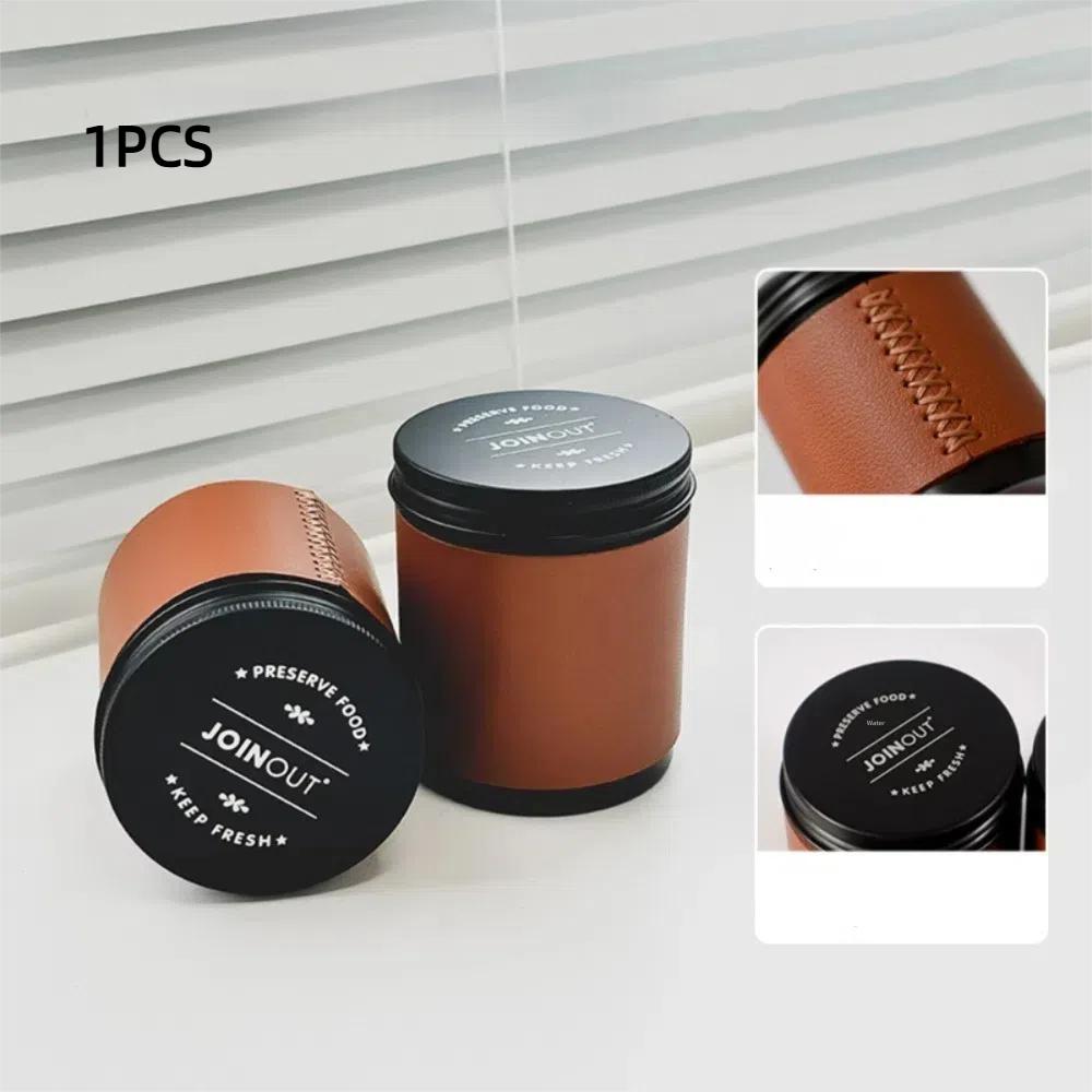 Potable Coffee Storage Tool Mini Coffee Bean Storage Jar Leather Case Moisture-proof Coffee Powder Sealed Jar Iron Cans Camping