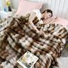 New Faux Rabbit Fur Warm Blanket Double Sided Skin-Friendly Throw Blanket Ultra Soft Solid Color Plush Striped Blankets