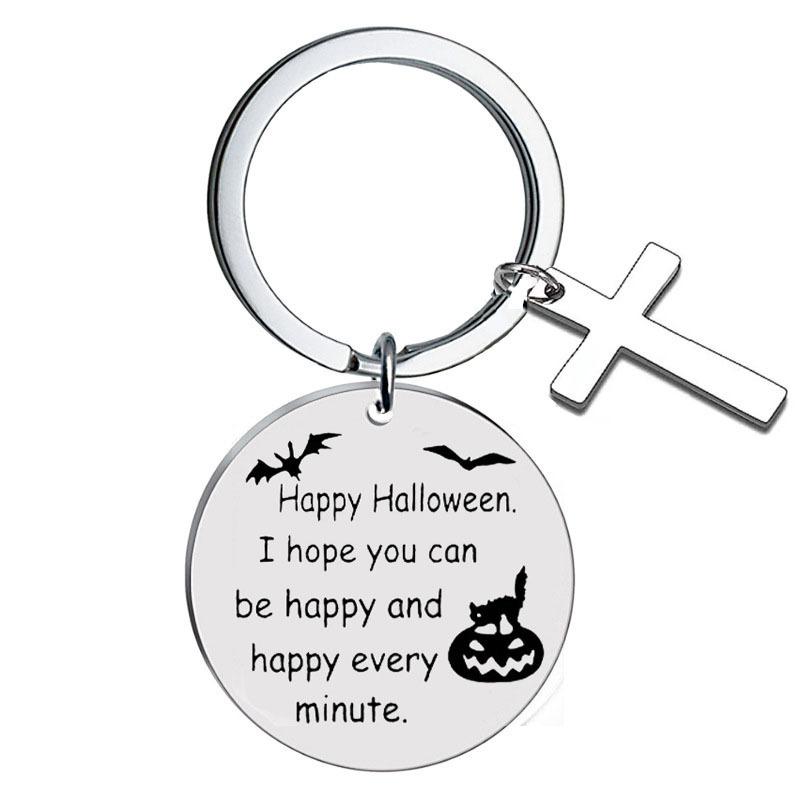 Edelstahl Schlüsselanhänger Geist Halloween Geschenk Europäischer und Amerikanischer Schriftzug Schlüsselanhänger Rucksackanhänger