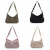 Pleated Nylon Shoulder Bag Multiple Pockets Hobo Bag Sweet Bow Crossbody Bag  Women