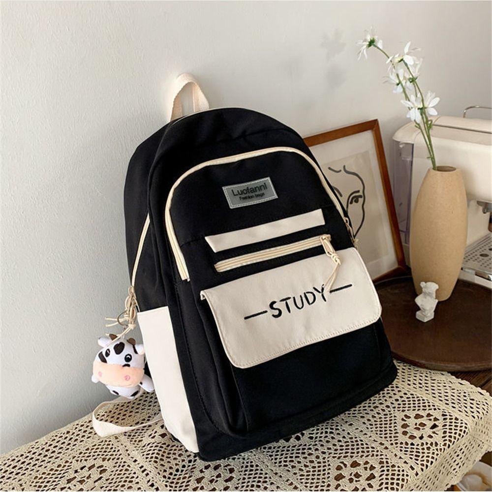 Pure Colour Large Capacity Backpack Nylon Rucksack Bags Fashion Student School Bag  Women Men