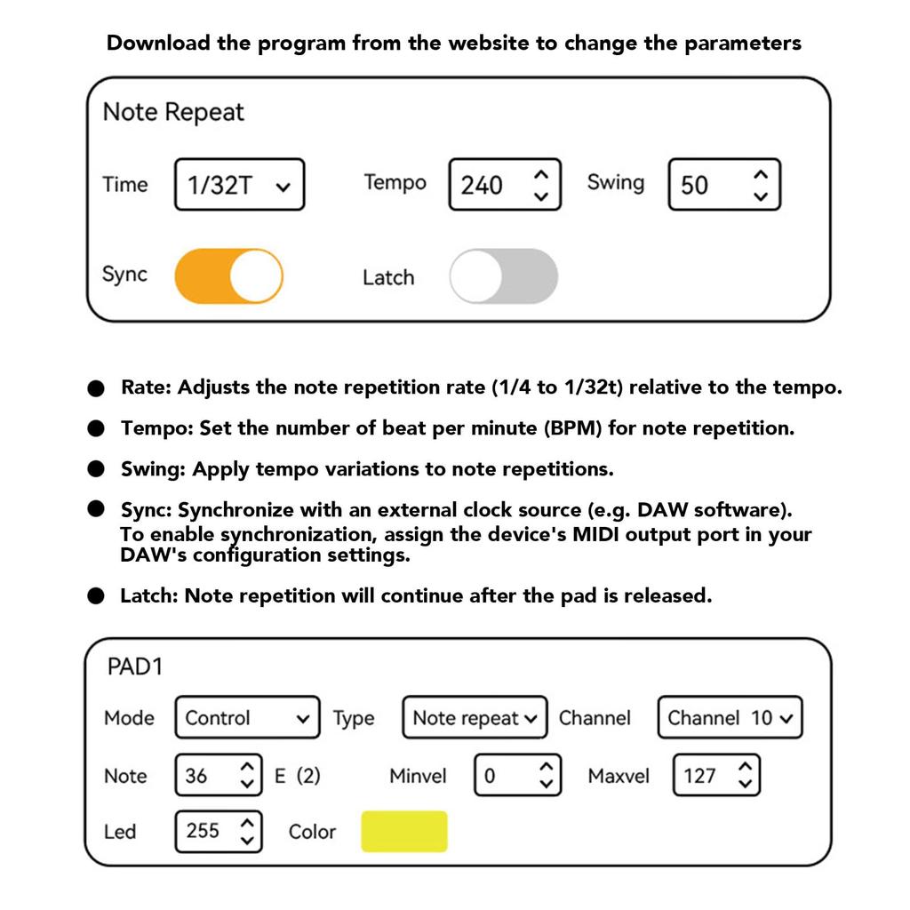 Dpofirs Wireless MIDI Controller Pad, 16 RGB Backlit Velocity Sensitive Strike Pads, Portable USB C MIDI Keyboard for Arrangers