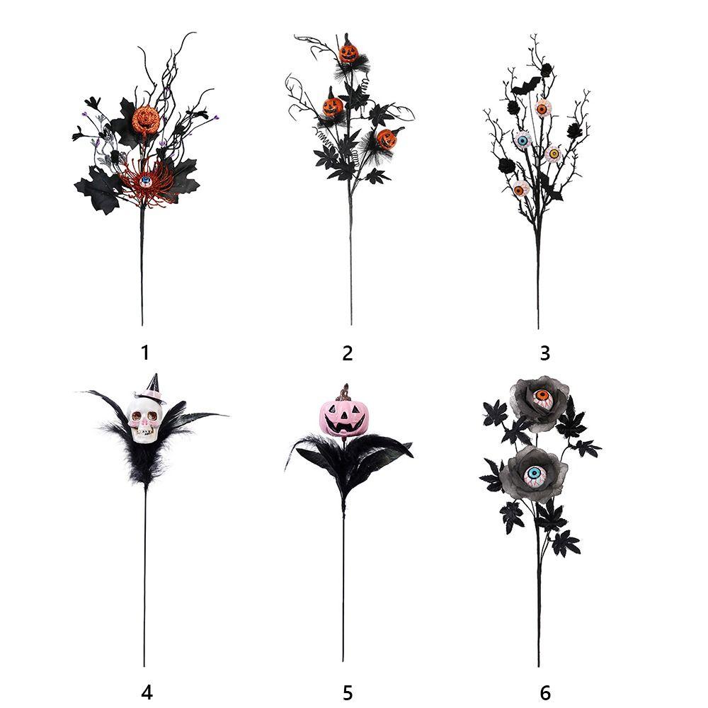 DIY Halloween Decorations Black Floral Stems Branches Scary Maple Pumpkin Flower Party Supplies
