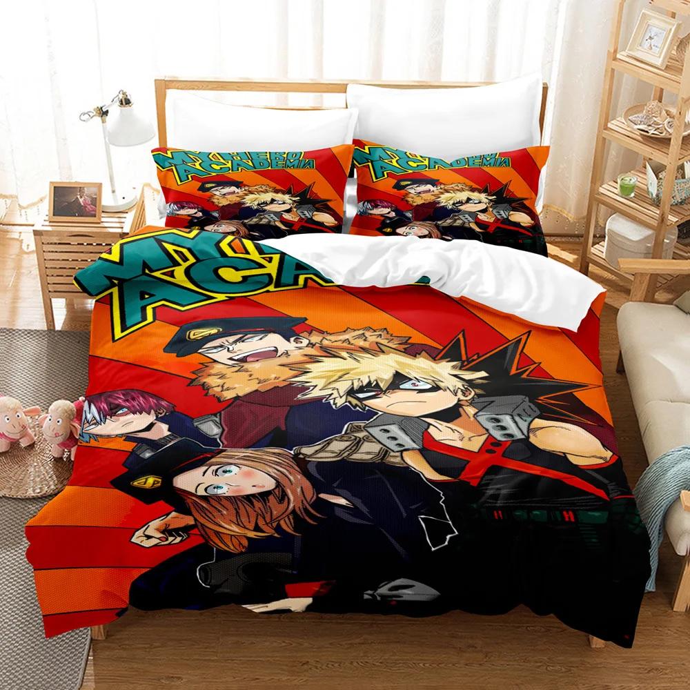 NEW My Hero Academia Anime Duvet Cover Set with Pillow Covers Polyester Teens Kids Bedding Set Full Queen King Size Bed Linen