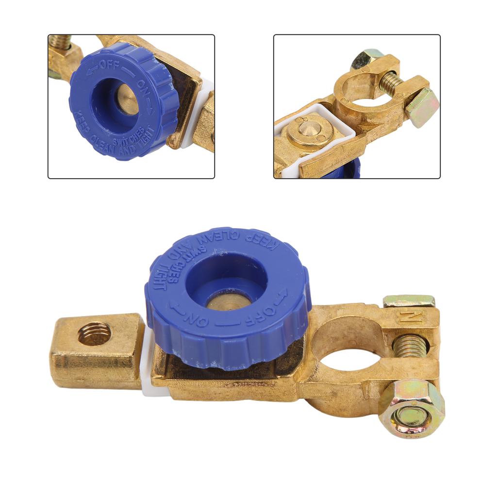 Top Post Battery Disconnect Switch 15‑17mm 100A Brass Rustproof for Car RV Boat Truck