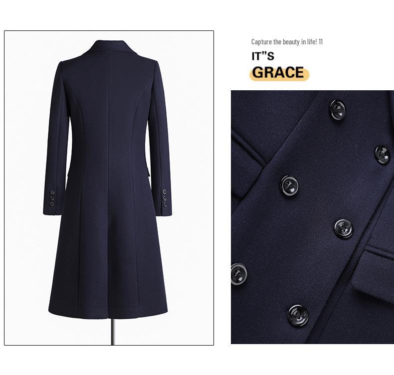 Women's Professional Mid-Length Wool Coat for Winter Workwear