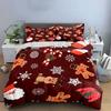 Christmas Gingerbread Pattern Bedding Duvet Cover Set Duvet Cover Pillowcases  (1*Duvet Cover 2*Pillowcases, without duvet insert)