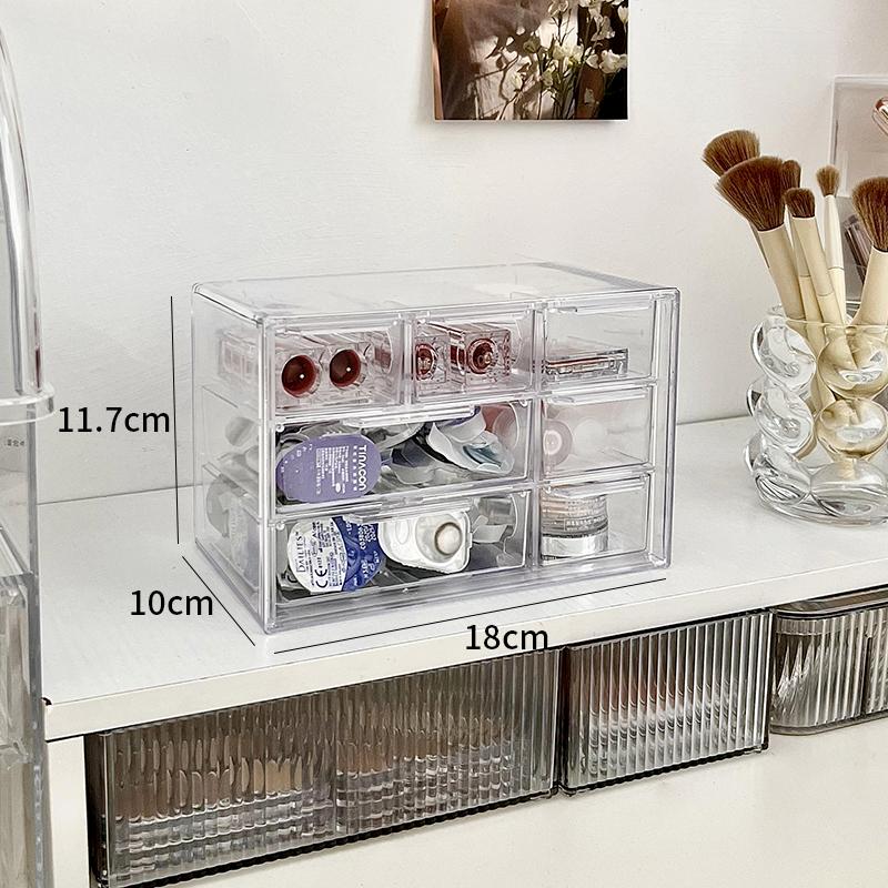 Clear Acrylic Jewelry Organizer Boxes Grids Dustproof Drawer Table Cosmetic Organizer Set Layers Makeup Powder Storage Rack Gift