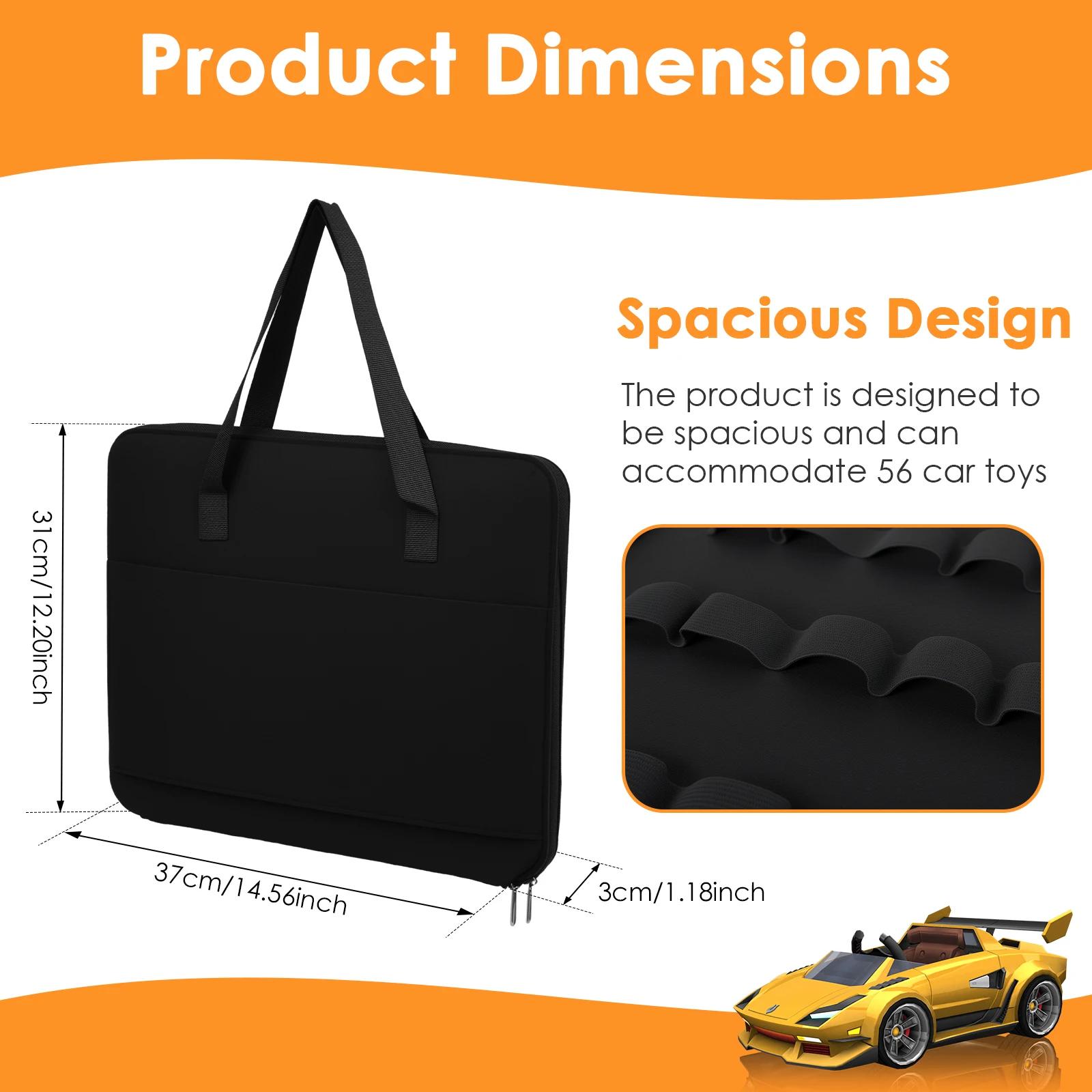 Сумка для хранения игрушечных машинок Портативный фетровый органайзер для игрушечных машинок с ручкой Вмещает до 56 игрушечных машинок Органайзер-кейс для хранения большой вместимости