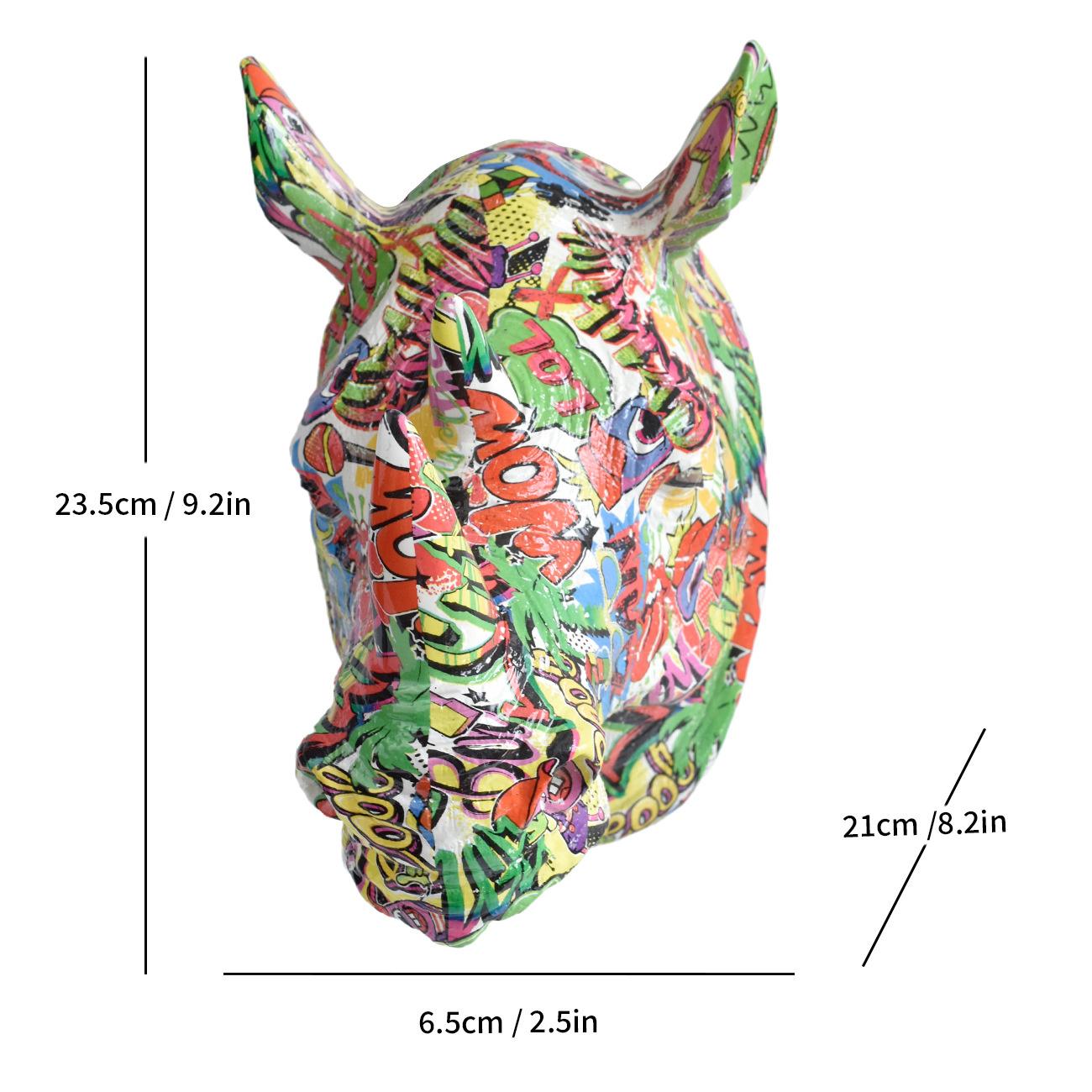 

Nordic Style Resin Rhino Head Wall Decor Modern Animal Sculpture For Living Room Bedroom Wall Hanging Home Decoration