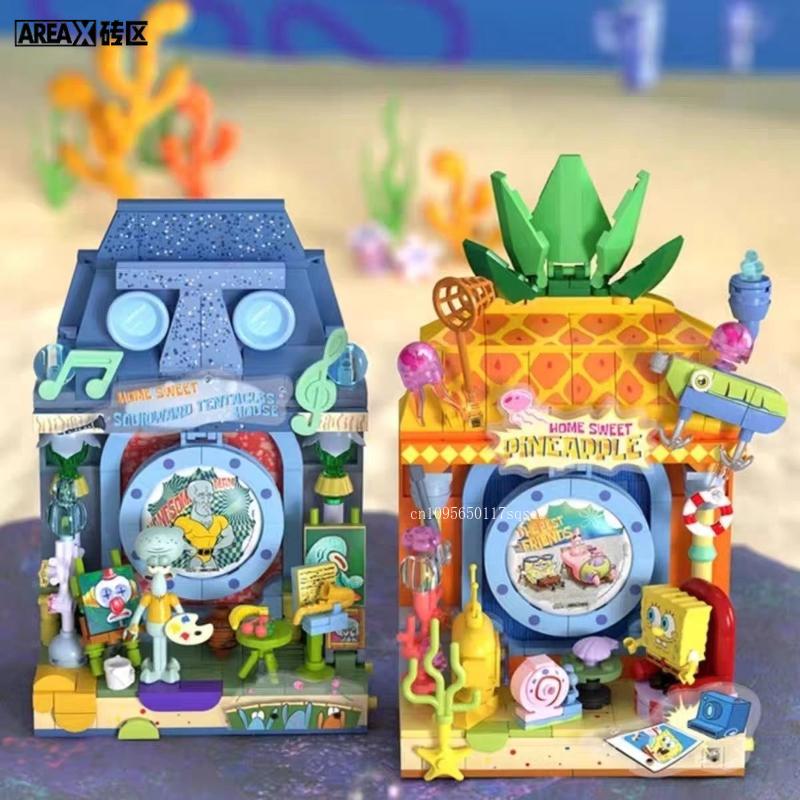 Spongebob Squarepants Building Blocks Pineapple House Island Portrait House Model Cartoon Model Bricks Kids Diy Toy Holiday Gift